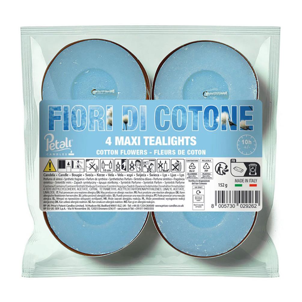 Petali Cotton Flowers Maxi Tealights (Pack of 4) £1.67